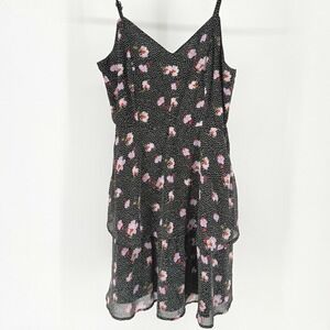 Lily Rose Black Fairy Mini Dress Medium y2k Sheer Tiered Floral Ruffles Layered